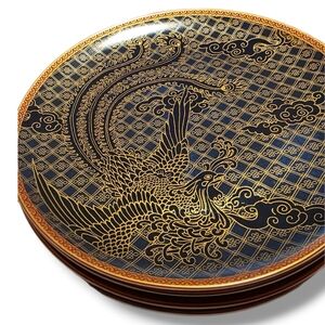 Williams Sonoma Lunar New Year Blue Phoenix Dinner Plates Rare Retired Set of 2